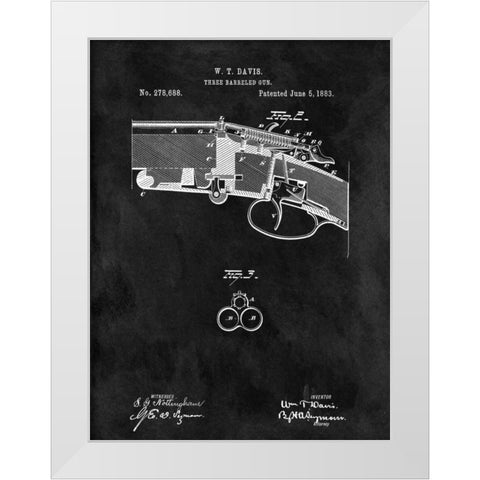 Three Barreled Gun - 1883-Black White Modern Wood Framed Art Print by Sproul, Dan