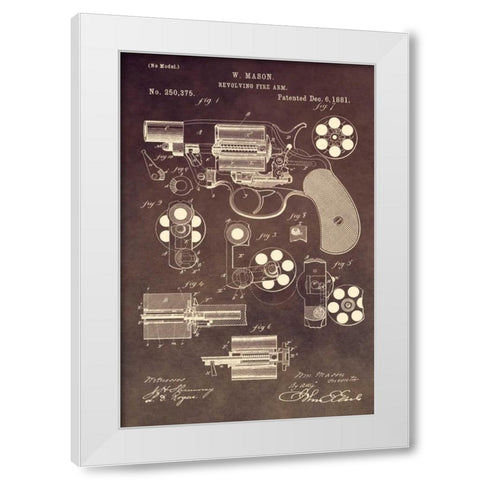 Revolving Firearm - 1881-Brown White Modern Wood Framed Art Print by Sproul, Dan