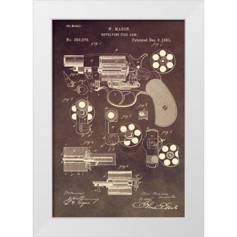 Revolving Firearm - 1881-Brown White Modern Wood Framed Art Print by Sproul, Dan