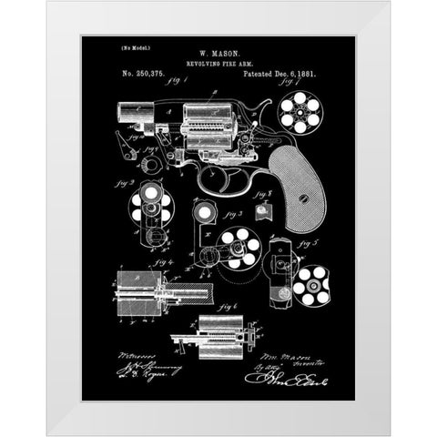 Revolving Firearm - 1881-Black White Modern Wood Framed Art Print by Sproul, Dan