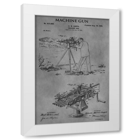 Machine Gun - 1899-Gray White Modern Wood Framed Art Print by Sproul, Dan