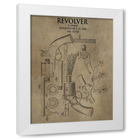 Revolver. 1856 White Modern Wood Framed Art Print by Sproul, Dan