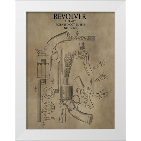 Revolver. 1856 White Modern Wood Framed Art Print by Sproul, Dan