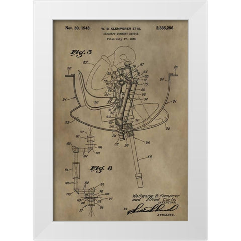 Aircraft Gunnery Device - 1939 White Modern Wood Framed Art Print by Sproul, Dan