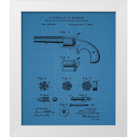 Extractors for Revolving Firea White Modern Wood Framed Art Print by Sproul, Dan