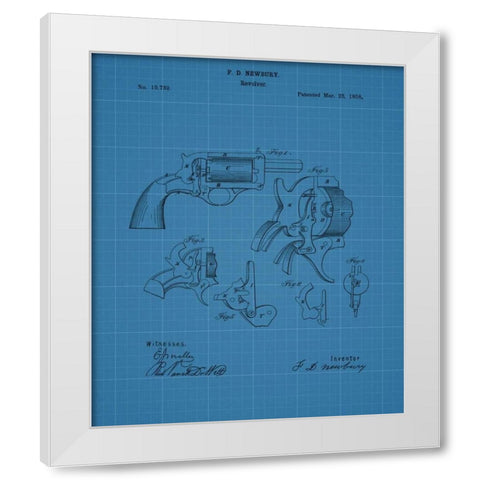 Revolver - 1858 White Modern Wood Framed Art Print by Sproul, Dan