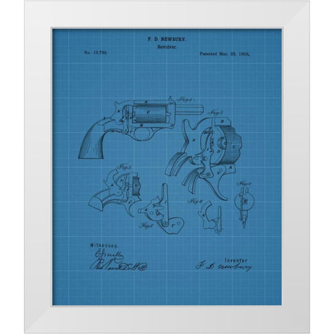 Revolver - 1858 White Modern Wood Framed Art Print by Sproul, Dan