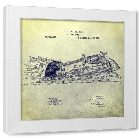 Animal Trap - 1882 White Modern Wood Framed Art Print by Sproul, Dan