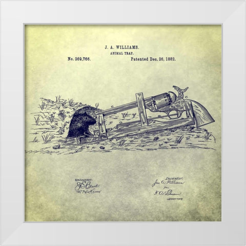 Animal Trap - 1882 White Modern Wood Framed Art Print by Sproul, Dan