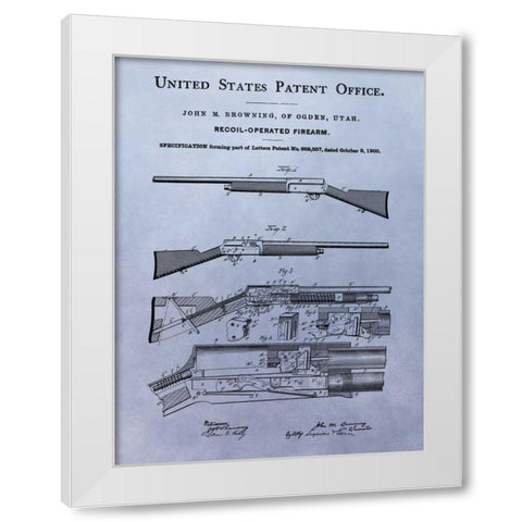 Browning Recoil Firearm - 1900 White Modern Wood Framed Art Print by Sproul, Dan