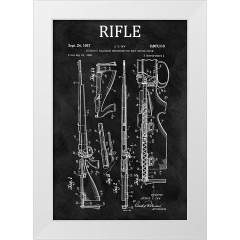 Bolt Action Mechanisim - 1956-C White Modern Wood Framed Art Print by Sproul, Dan
