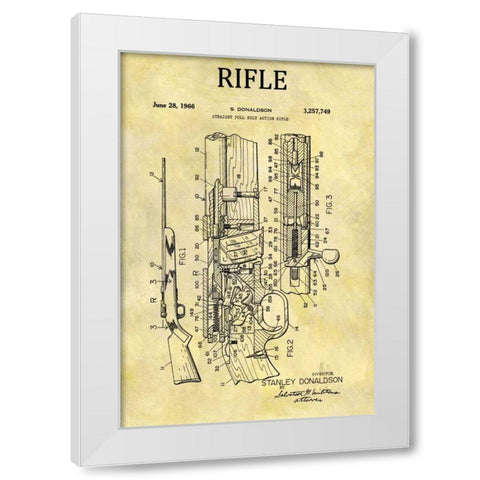 Straight Full Bolt Action Rifl White Modern Wood Framed Art Print by Sproul, Dan