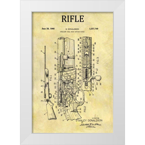 Straight Full Bolt Action Rifl White Modern Wood Framed Art Print by Sproul, Dan