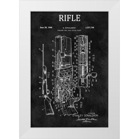Straight Full Bolt Action Rifl White Modern Wood Framed Art Print by Sproul, Dan