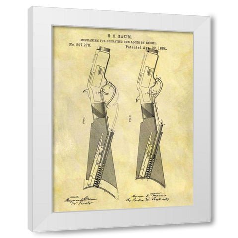 Gun Lock Recoil - 1884 White Modern Wood Framed Art Print by Sproul, Dan