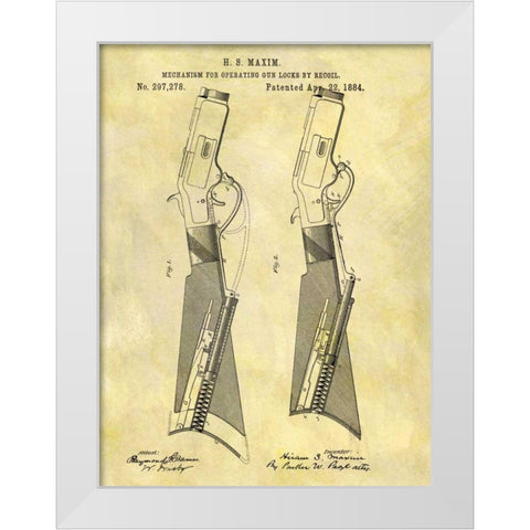 Gun Lock Recoil - 1884 White Modern Wood Framed Art Print by Sproul, Dan