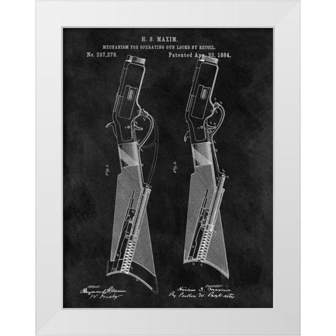 Gun Lock Recoil - 1884-Chalkboa White Modern Wood Framed Art Print by Sproul, Dan