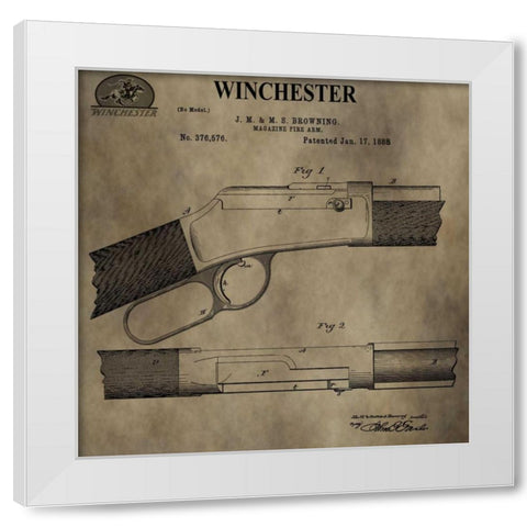 Winchester Magazine Fire Arm, White Modern Wood Framed Art Print by Sproul, Dan