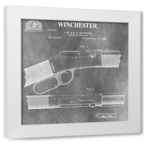 Winchester Magazine Fire Arm, White Modern Wood Framed Art Print by Sproul, Dan
