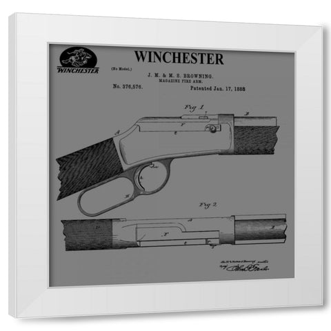 Winchester Magazine Fire Arm, White Modern Wood Framed Art Print by Sproul, Dan