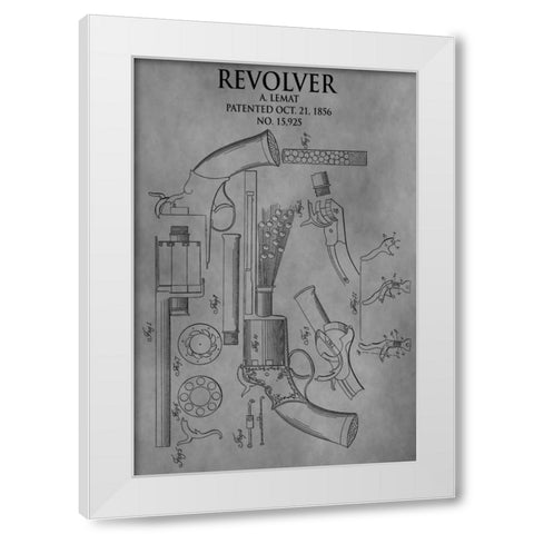 Revolver - 1856 White Modern Wood Framed Art Print by Sproul, Dan