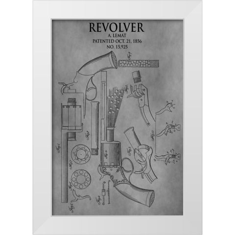 Revolver - 1856 White Modern Wood Framed Art Print by Sproul, Dan