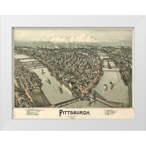 Pittsburgh White Modern Wood Framed Art Print by Sproul, Dan