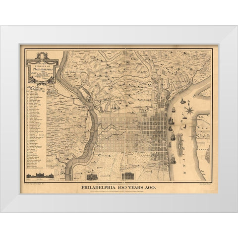Philadelpia White Modern Wood Framed Art Print by Sproul, Dan