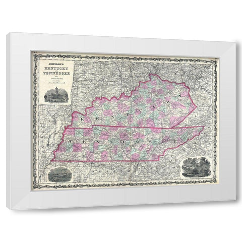 Kentucky and Tennessee White Modern Wood Framed Art Print by Sproul, Dan