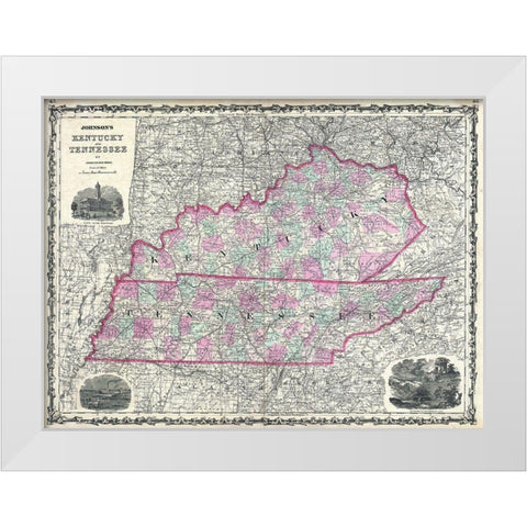 Kentucky and Tennessee White Modern Wood Framed Art Print by Sproul, Dan