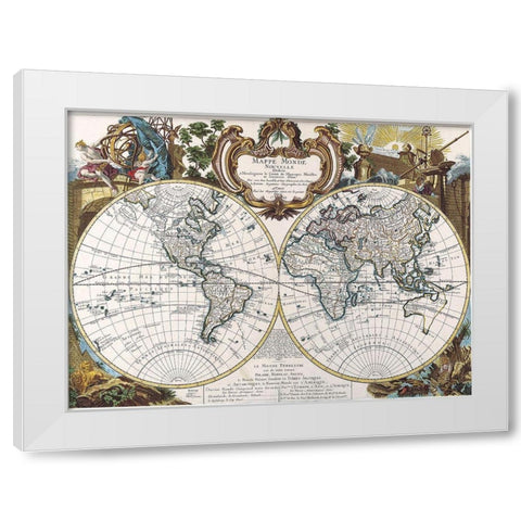 Mappe Monde-1744 White Modern Wood Framed Art Print by Sproul, Dan