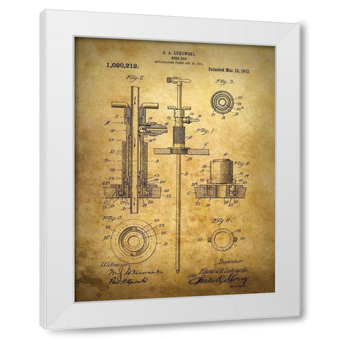 Beer Tap 1912 White Modern Wood Framed Art Print by Sproul, Dan