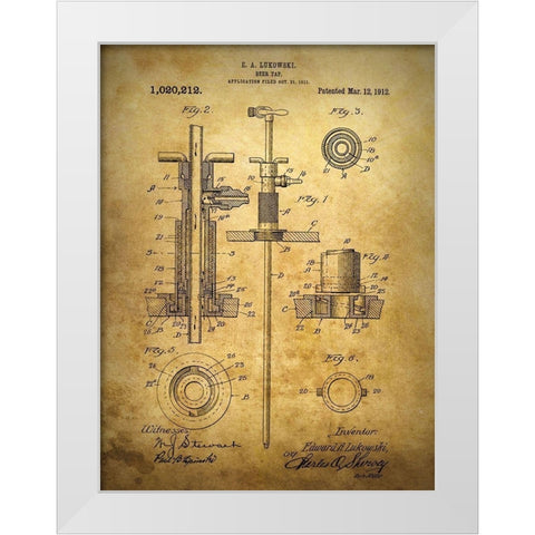 Beer Tap 1912 White Modern Wood Framed Art Print by Sproul, Dan