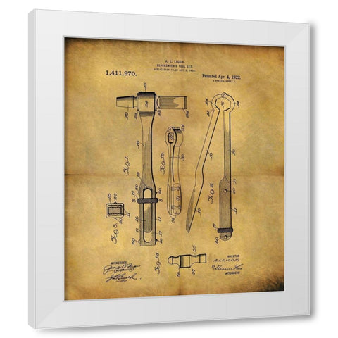 Blacksmiths Tool 1922 White Modern Wood Framed Art Print by Sproul, Dan