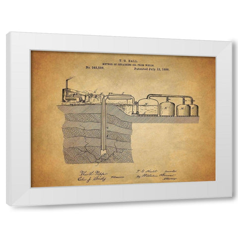 Oil Wells 1886 White Modern Wood Framed Art Print by Sproul, Dan