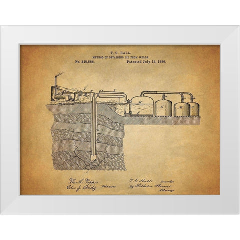 Oil Wells 1886 White Modern Wood Framed Art Print by Sproul, Dan