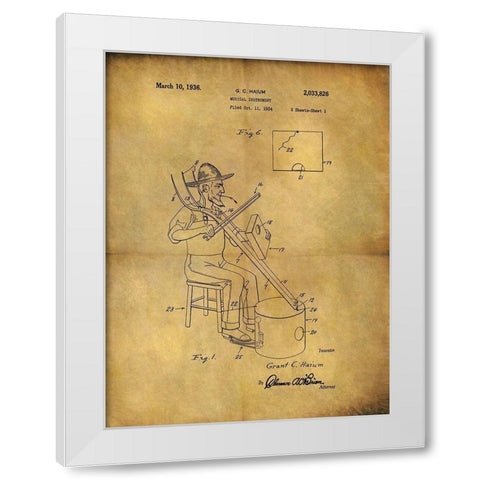 Musical Instrument 1936 White Modern Wood Framed Art Print by Sproul, Dan