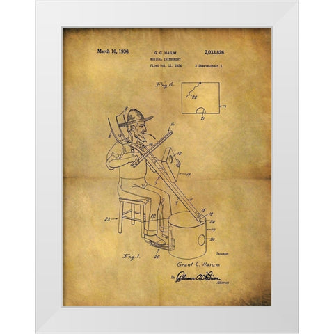 Musical Instrument 1936 White Modern Wood Framed Art Print by Sproul, Dan