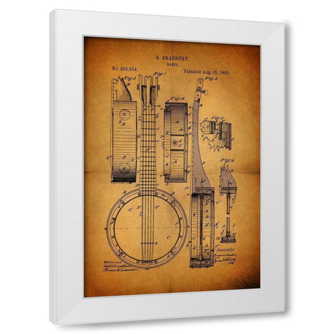 Banjo 1882 White Modern Wood Framed Art Print by Sproul, Dan