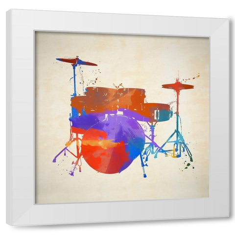 Drums White Modern Wood Framed Art Print by Sproul, Dan