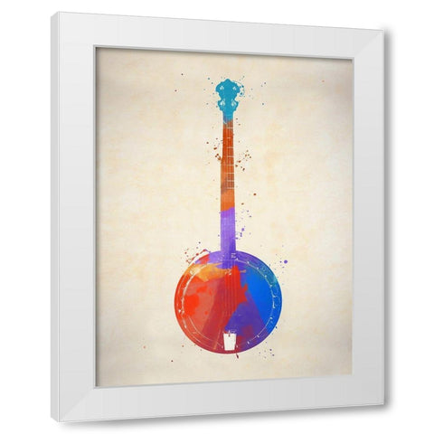 Banjo White Modern Wood Framed Art Print by Sproul, Dan