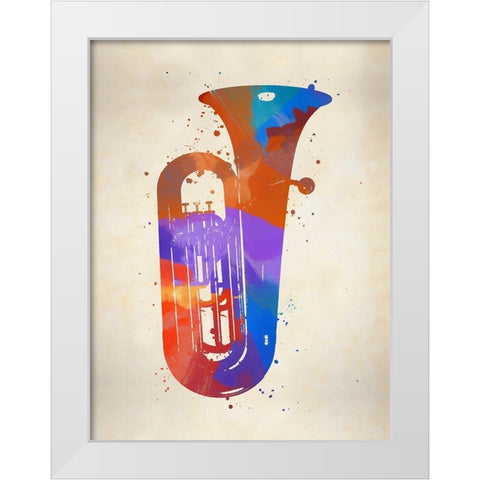 Brass II Tuba White Modern Wood Framed Art Print by Sproul, Dan