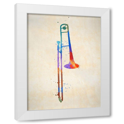 The Slid Trombone White Modern Wood Framed Art Print by Sproul, Dan