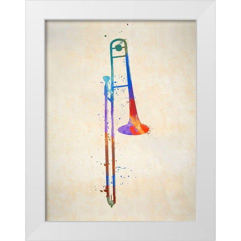 The Slid Trombone White Modern Wood Framed Art Print by Sproul, Dan