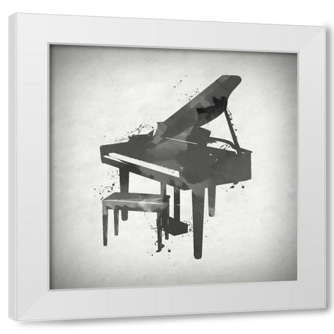 Black and White PIano White Modern Wood Framed Art Print by Sproul, Dan