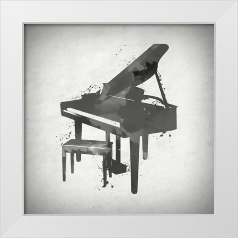 Black and White PIano White Modern Wood Framed Art Print by Sproul, Dan