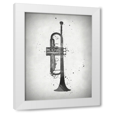 Black and White Trumpet White Modern Wood Framed Art Print by Sproul, Dan