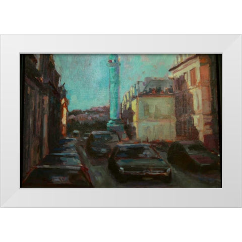 City Street White Modern Wood Framed Art Print by Barbini, Eddie