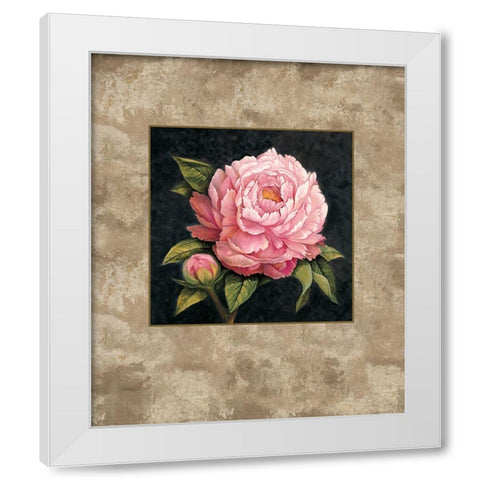 Pink Peony White Modern Wood Framed Art Print by Lopez, E.