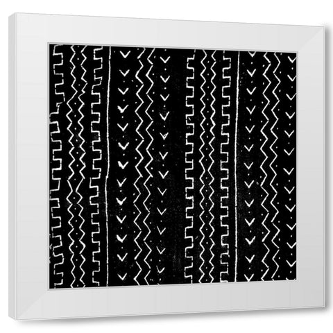 Mudcloth Black VI White Modern Wood Framed Art Print by Roberts, Ellie